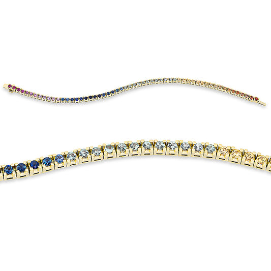 Armband 18 kt GG, 56 Saphire 4,43 ct multicolor