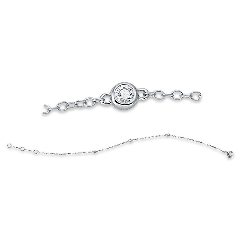 Armband 18 kt WG, mit ZÖ 15.5 cm & 16.5 cm, 3 Brill. 0,05 ct, TW-si