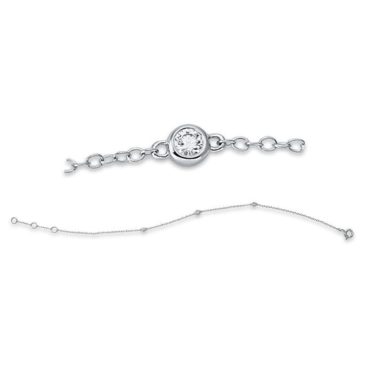 Armband 18 kt WG, mit ZÖ 15.5 cm & 16.5 cm, 3 Brill. 0,05 ct, TW-si