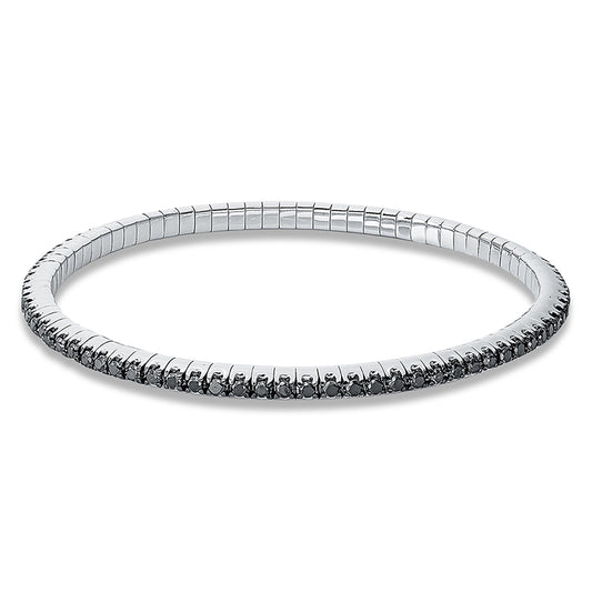 Armband 18 kt WG, Flex-Band, variabel, rhodinier, 81 Brill. 2,09 ct, schwarz