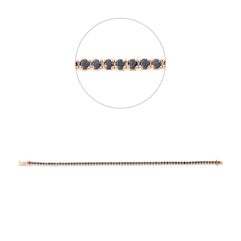 Armband 18 kt RG, 68 Brill. 2,96 ct, schwarz