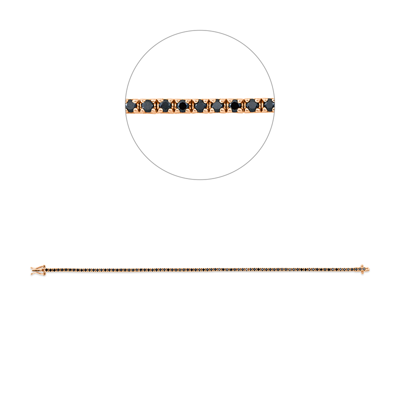 Armband 18 kt RG, 82 Brill. 1,55 ct, schwarz