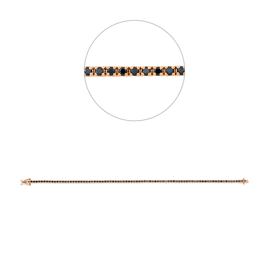 Armband 18 kt RG, 82 Brill. 1,55 ct, schwarz