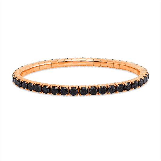Armband 18 kt RG, Flex-Band, variabel, 45 Brill. 10,64 ct, schwarz