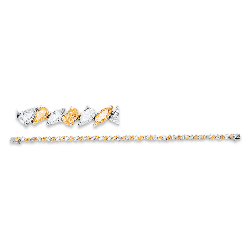 Armband 18 kt WG+GG, 25 Fant-Schl. 3,76 ct, orange-vsi/si, 25 Fant-Schl. 3,06 ct, TW-vsi