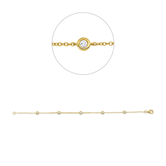 Armband 18 kt GG, 5 Brill. 0,25 ct, TW-vsi/si