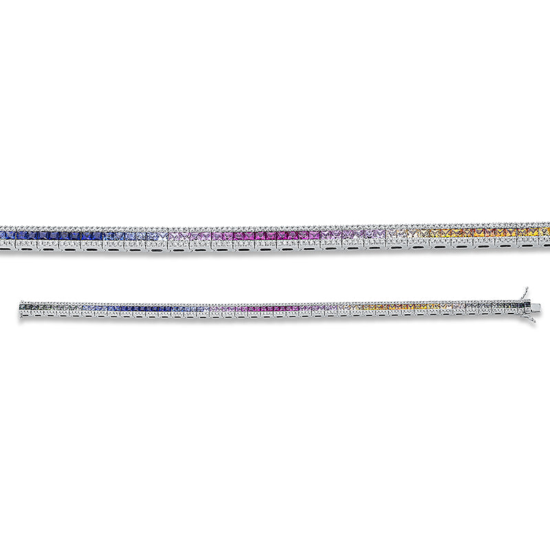 Armband 18 kt WG, 320 Brill. 1,28 ct, TW-si, 80 Saphire 5,89 ct multicolor