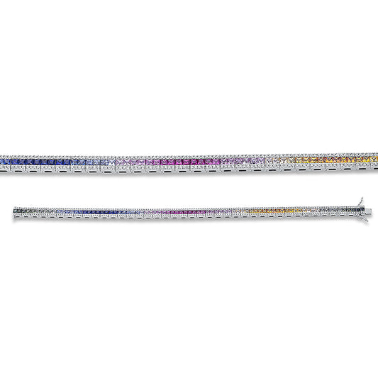 Armband 18 kt WG, 320 Brill. 1,28 ct, TW-si, 80 Saphire 5,89 ct multicolor