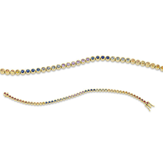 Armband 18 kt GG, 52 Saphire 3,28 ct multicolor