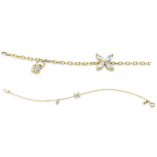 Armband 18 kt GG, 4 Nav. 0,17 ct, TW-vsi, 1 Brill. 0,06 ct, TW-si