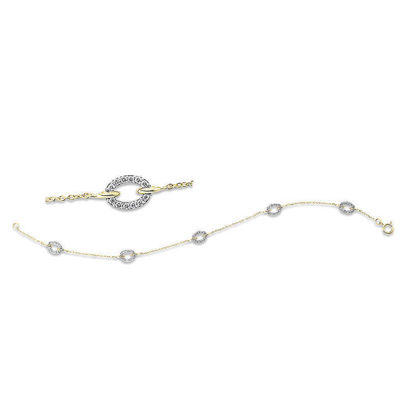 Armband 18 kt GG, Fassung rhodiniert, 60 Brill. 0,30 ct, TW-si