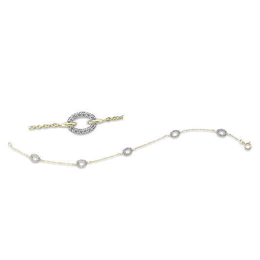 Armband 18 kt GG, Fassung rhodiniert, 60 Brill. 0,30 ct, TW-si