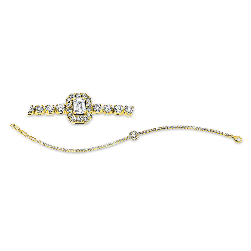 Armband 18 kt GG, 60 Brill. 1,53 ct, TW-si, 1 Sm.schliff 0,16 ct, TW-si, 14 Brill. 0,08 ct, TW-si