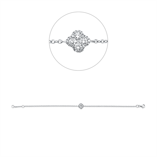 Armband 18 kt WG, mit ZÖ 16 cm, 1 Princ. 0,02 ct, W-si, 28 Brill. 0,33 ct, W-si