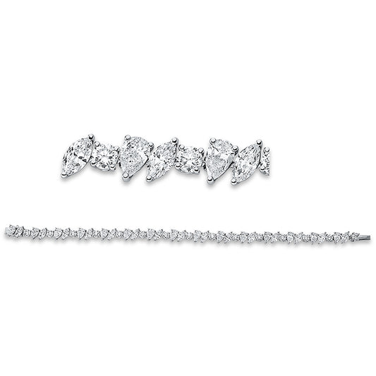 Armband 18 kt WG, 15 Nav. 3,58 ct, F-vsi, 15 Tropfen 4,62 ct, F-vsi, 15 Brill. 2,75 ct, F-si