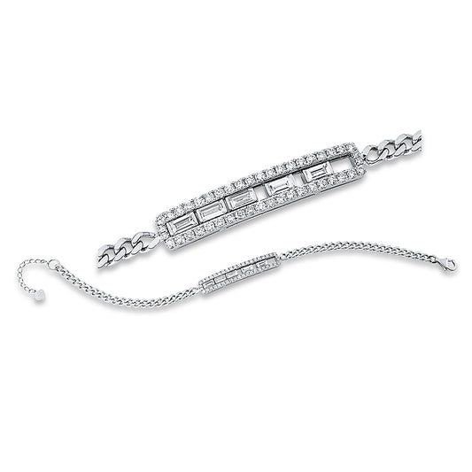 Armband 18 kt WG, 5 Bag. 0,54 ct, TW-vsi, 44 Brill. 0,74 ct, TW-vsi
