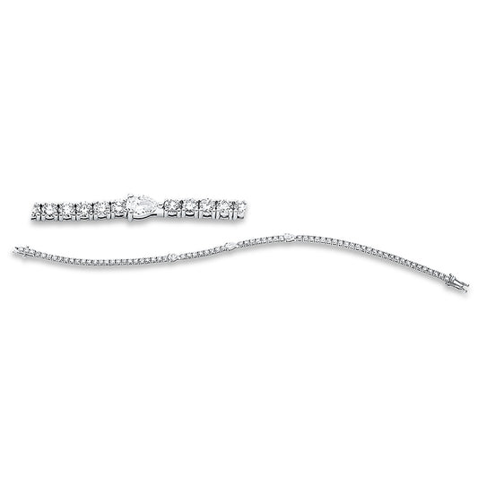 Armband 18 kt WG, 3 Tropfen 0,45 ct, TW-si, 69 Brill. 3,20 ct, W-si