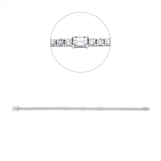 Armband 18 kt WG, 3 Sm.schliff 0,74 ct, TW-si, 70 Brill. 3,28 ct, W-si