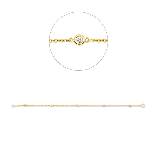 Armband 18 kt GG, 5 Brill. 0,10 ct, W-si