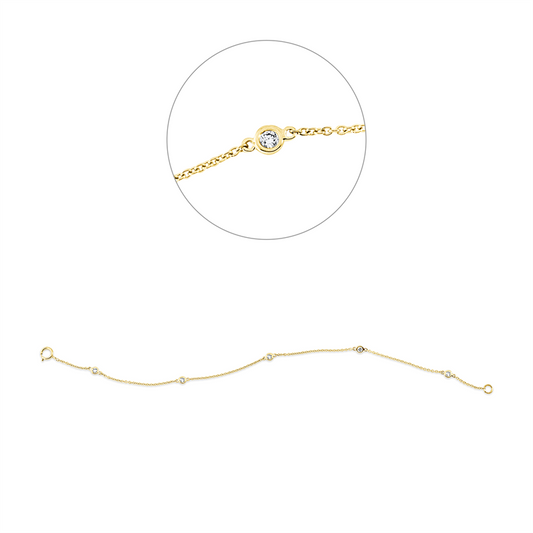 Armband 18 kt GG, 5 Brill. 0,14 ct, W-si