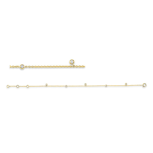 Armband 18 kt GG, mit ZÖ 15,2 cm + 16,5 cm, 5 Brill. 0,10 ct, W-si