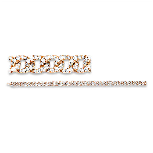 Armband 18 kt RG, 155 Brill. 1,21 ct, TW-si, 226 Brill. 2,73 ct, TW-si