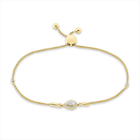 Armband 18 kt GG, Fassung rhodiniert, 1 Tropfen 0,18 ct, TW-si, 2 Brill. 0,04 ct, TW-si, 17 Brill. 0,07 ct, TW-si