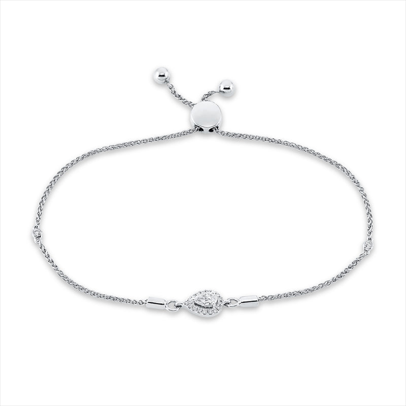 Armband 18 kt WG, 2 Brill. 0,04 ct, TW-si, 1 Tropfen 0,20 ct, TW-si, 17 Brill. 0,05 ct, TW-si