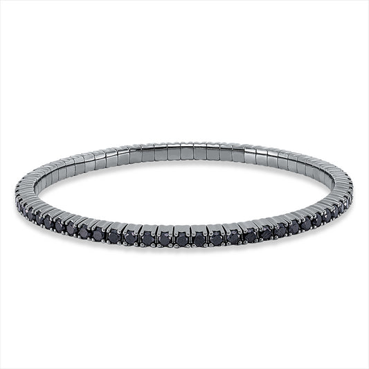 Armband 18 kt WG, Flex-Band, variabel, schw. rho, 66 Brill. 3,76 ct, schwarz