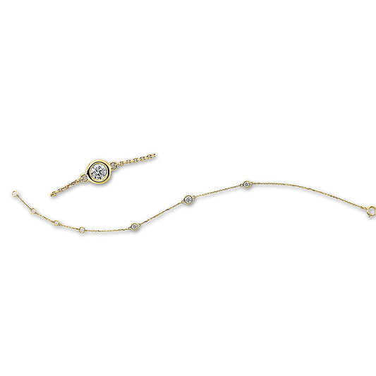 Armband 18 kt GG, mit ZÖ 15,16,17 cm, 3 Brill. 0,21 ct, W-si