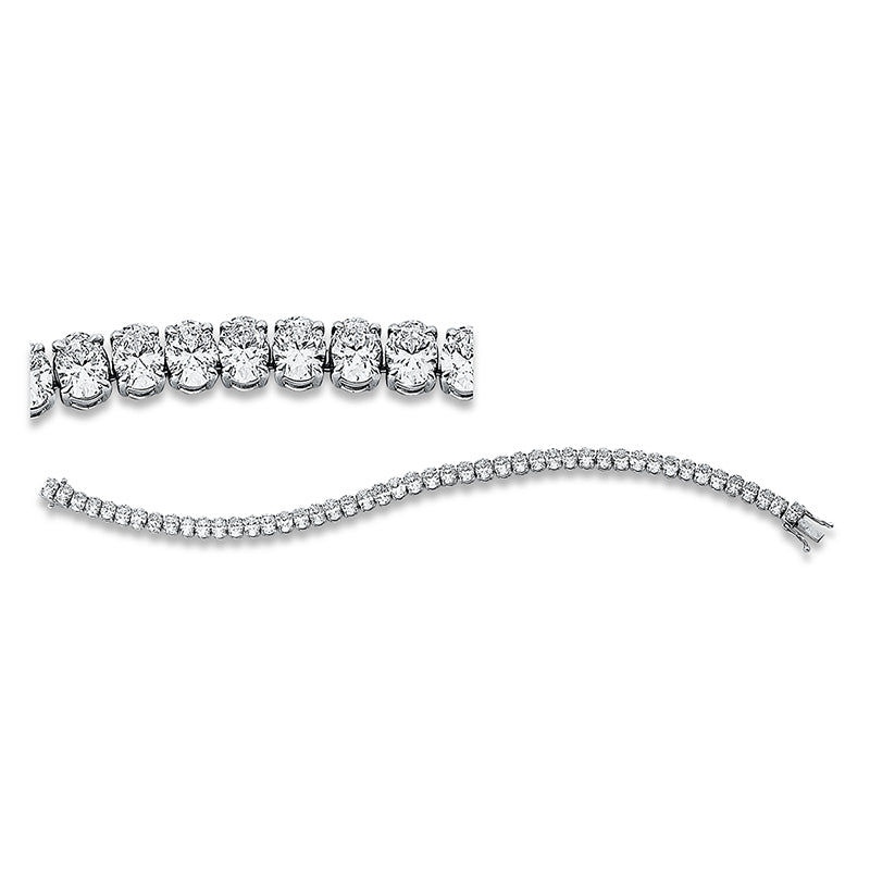 Armband 18 kt WG, 14 Oval 2,98 ct, F-vsi/si, 33 Oval 7,60 ct, F-vvs