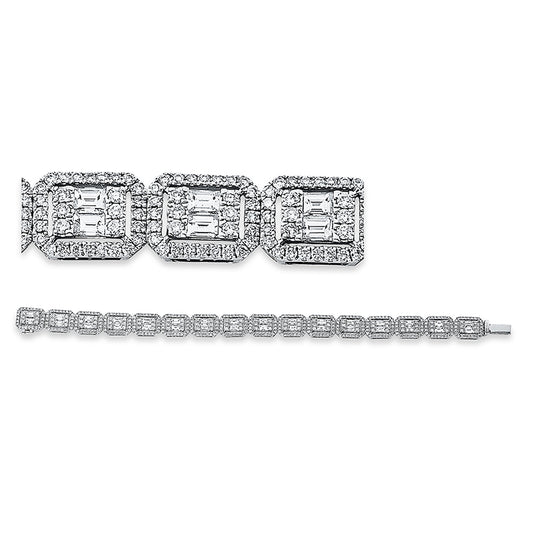 Armband 18 kt WG, 96 Brill. 1,03 ct, TW-si, 32 Bag. 2,94 ct, TW-si, 384 Brill. 2,06 ct, TW-si