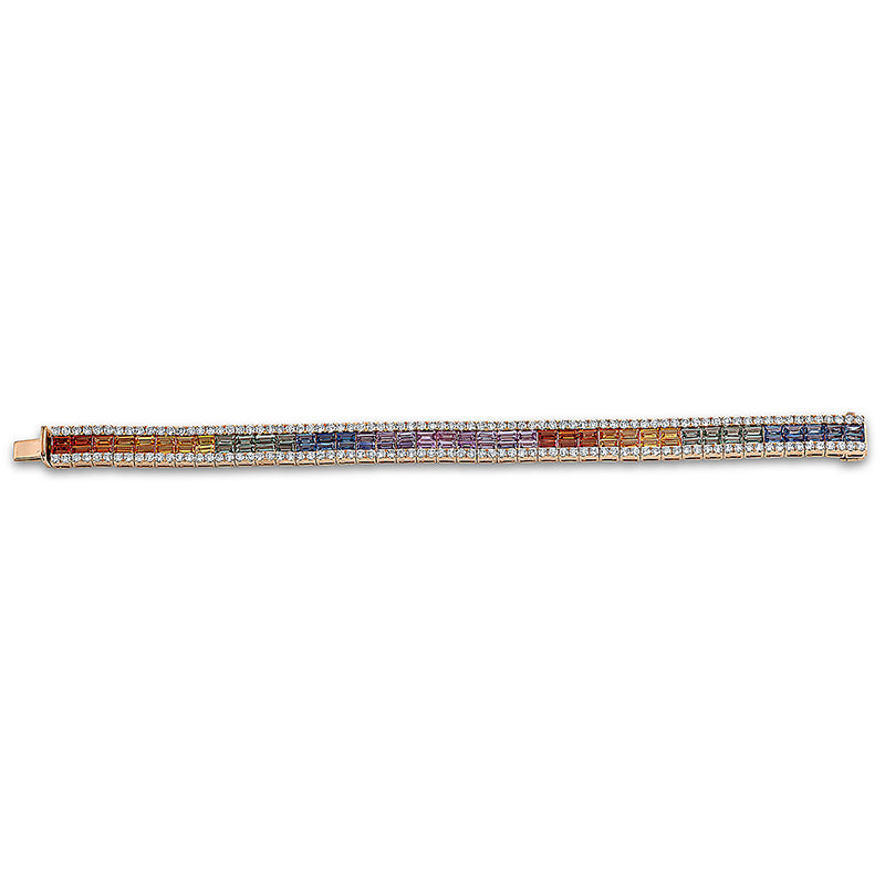 Armband 18 kt RG, 160 Brill. 4,73 ct, TW-vsi, 80 Farbsteine 12,85 ct multicolor