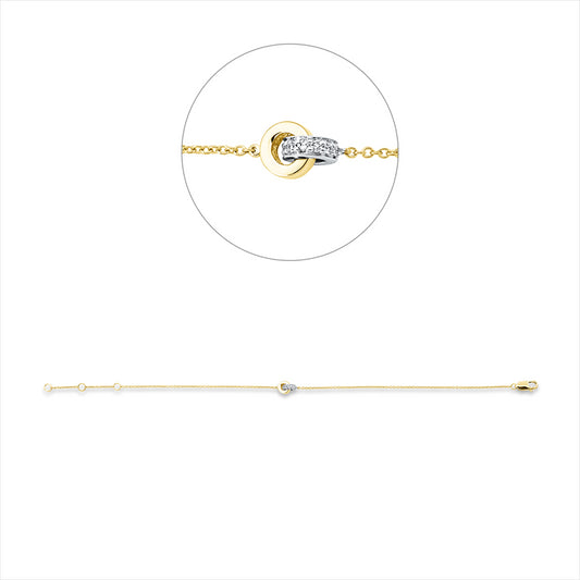 Armband 18 kt GG+WG, 11 Brill. 0,05 ct, TW-si