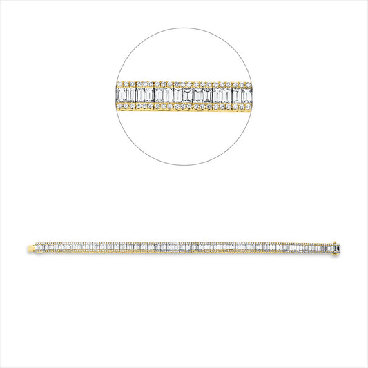 Armband 18 kt GG, 42 Bag. 3,01 ct, TW-si, 52 Bag. 4,73 ct, TW-si, 282 Brill. 1,51 ct, TW-si