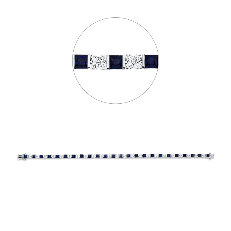 Armband 18 kt WG, 96 Brill. 1,53 ct, TW-si, 24 Saphire 4,12 ct blau
