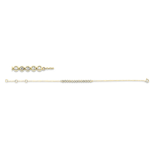 Armband 18 kt GG, mit ZÖ 15,2 cm + 16,5 cm, 13 Brill. 0,15 ct, W-si