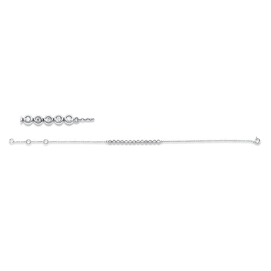 Armband 18 kt WG, mit ZÖ 15,2 cm + 16,5 cm, 13 Brill. 0,15 ct, W-si