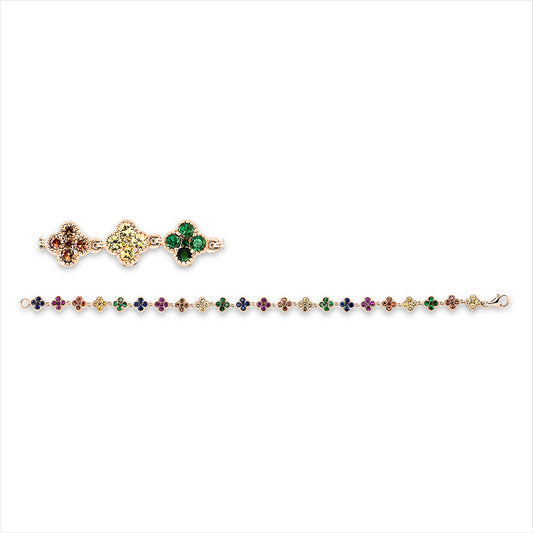 Armband 18 kt RG, 110 Saphire 3,65 ct multicolor