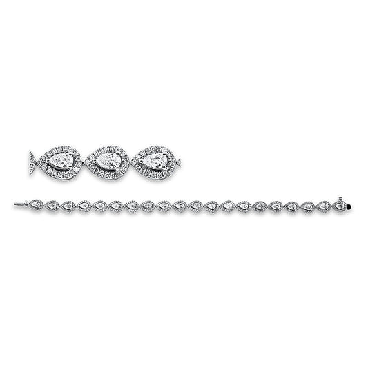 Armband 18 kt WG, 13 Tropfen 1,97 ct, 4 Tropfen 0,77 ct, 3 Tropfen 0,48 ct, 340 Brill. 1,52 ct, TW-si