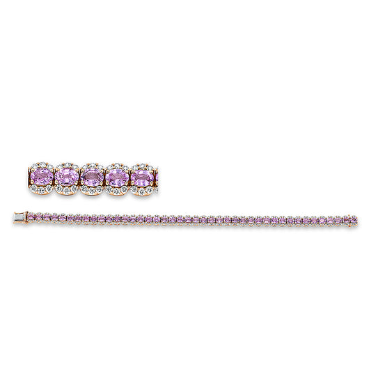 Armband 18 kt RG, 252 Brill. 1,93 ct, TW-si, 42 Saphire 8,33 ct multicolor