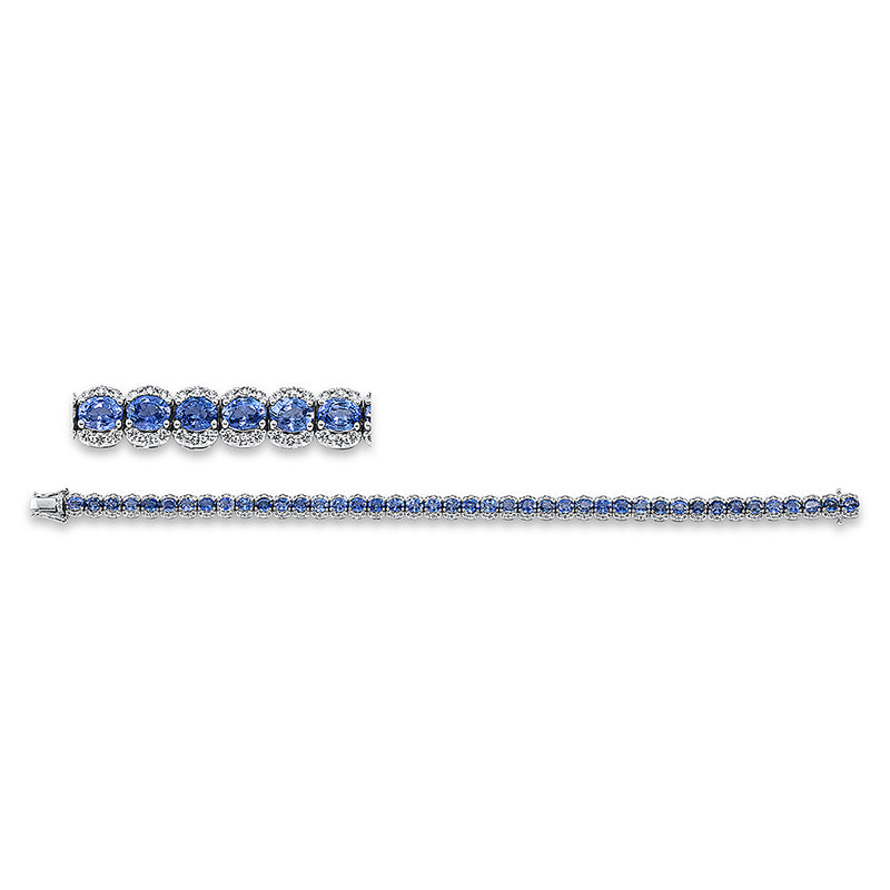 Armband 18 kt WG, 252 Brill. 1,93 ct, TW-si, 42 Saphire 9,78 ct blau