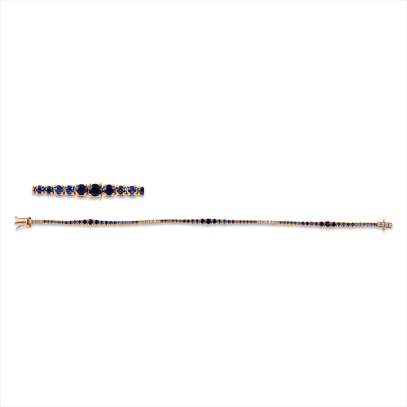 Armband 18 kt RG, 20 Brill. 0,26 ct, TW-si, 69 Saphire 1,71 ct blau