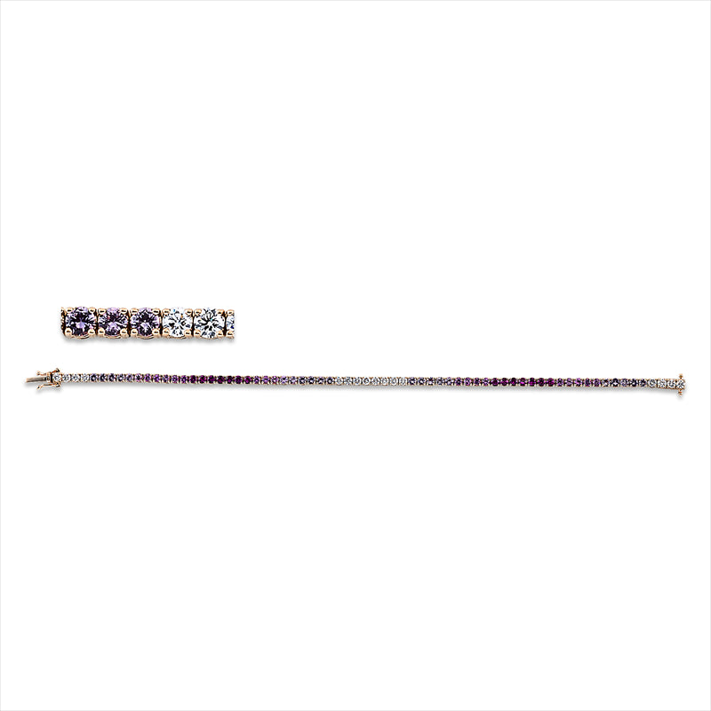 Armband 18 kt RG, 16 Brill. 0,88 ct, TW-si, 47 Saphire 3,12 ct pink