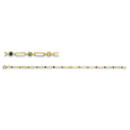 Armband 18 kt GG, 14 Saphire 0,87 ct multicolor