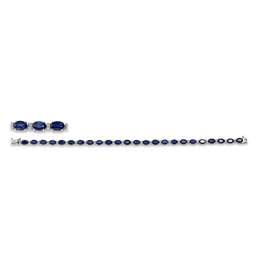 Armband 14 kt WG, 48 Brill. 0,37 ct, F-si, 24 Saphire 11,21 ct blau