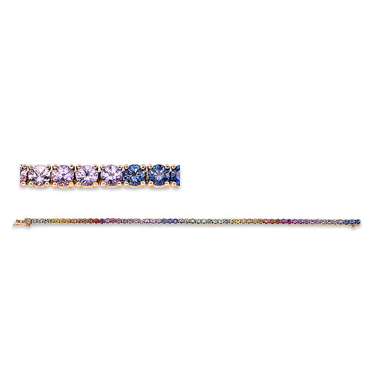 Armband 18 kt RG, 59 Saphire 5,57 ct multicolor