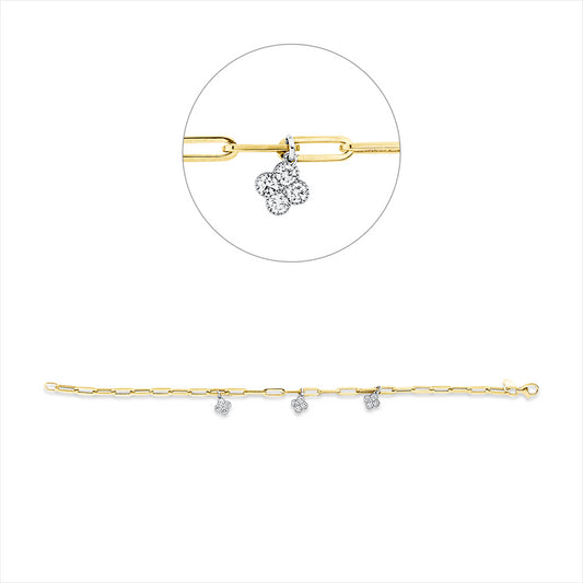 Armband 18 kt GG+WG, 12 Brill. 0,60 ct, TW-si, 3 Brill. 0,03 ct, TW-si