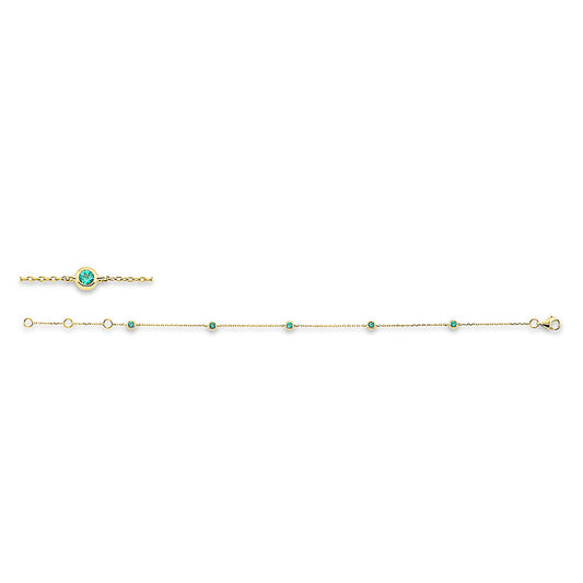 Armband 18 kt GG, mit ZÖ 15,2 cm + 16,5 cm, 5 Smaragde 0,16 ct grün