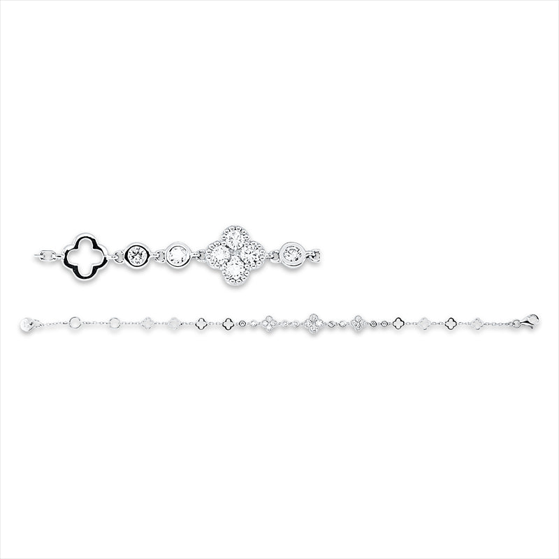 Armband 18 kt WG, mit ZÖ 15,2 cm + 16,5 cm, 20 Brill. 0,74 ct, TW-si, 3 Princ. 0,08 ct, TW-vsi